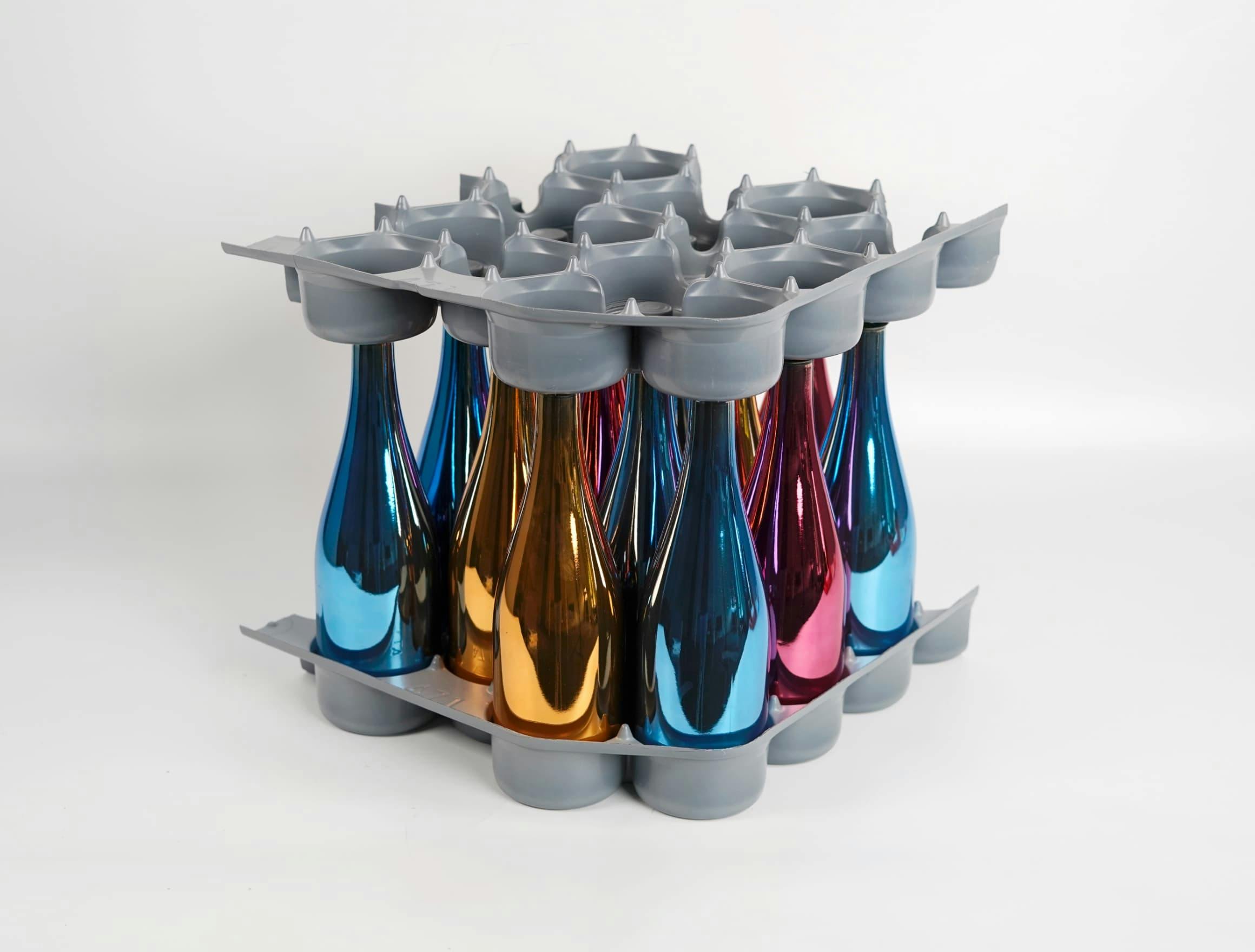 plateau en plastique thermoformé pour bouteilles de champagnes