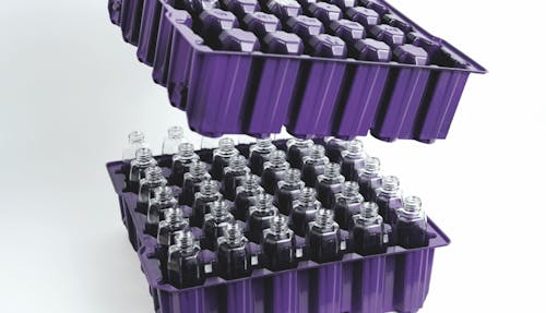plateau de conditionnement en plastique thermoformé pour flacons de parfums	