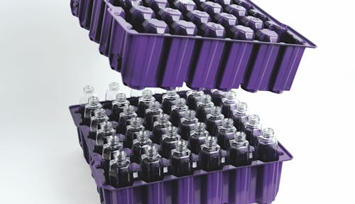 plateau de conditionnement en plastique thermoformé pour flacons de parfums