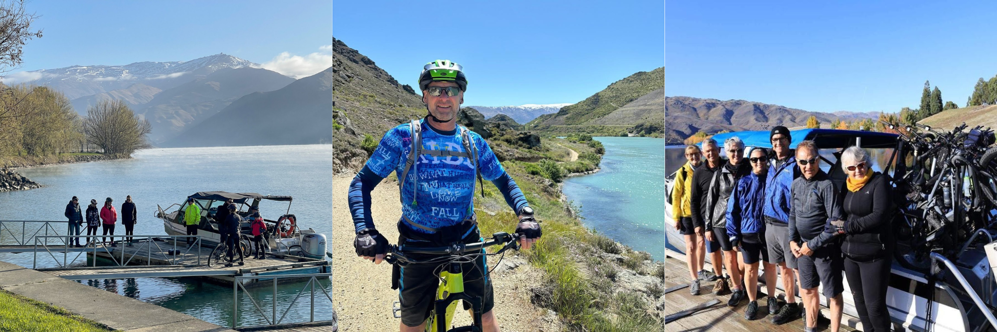 Owner Operator Andrew on a bike, people boarding and smiling passengers