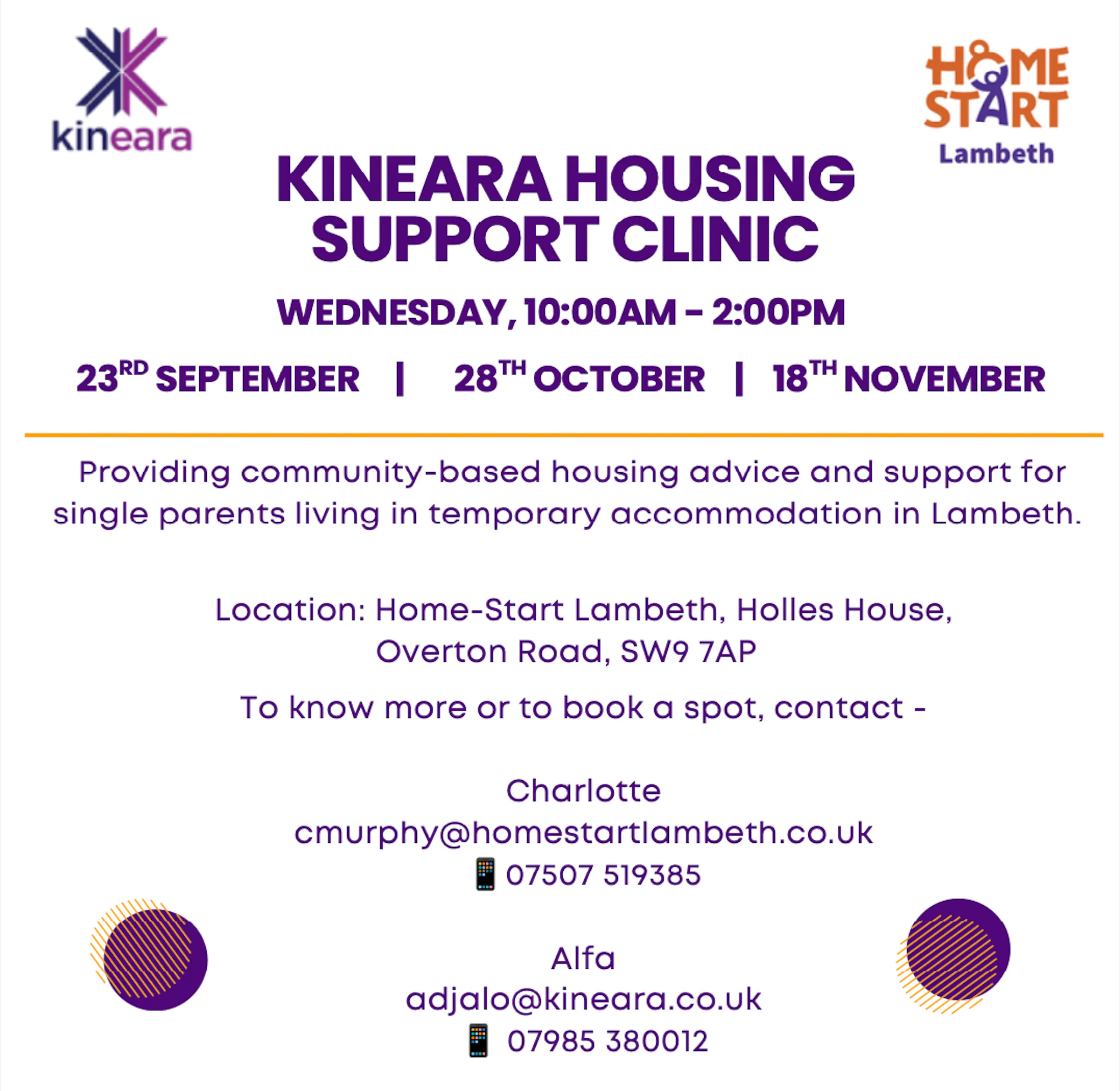 Housing Support Clinics for Single Parents in Temporary Accomodation