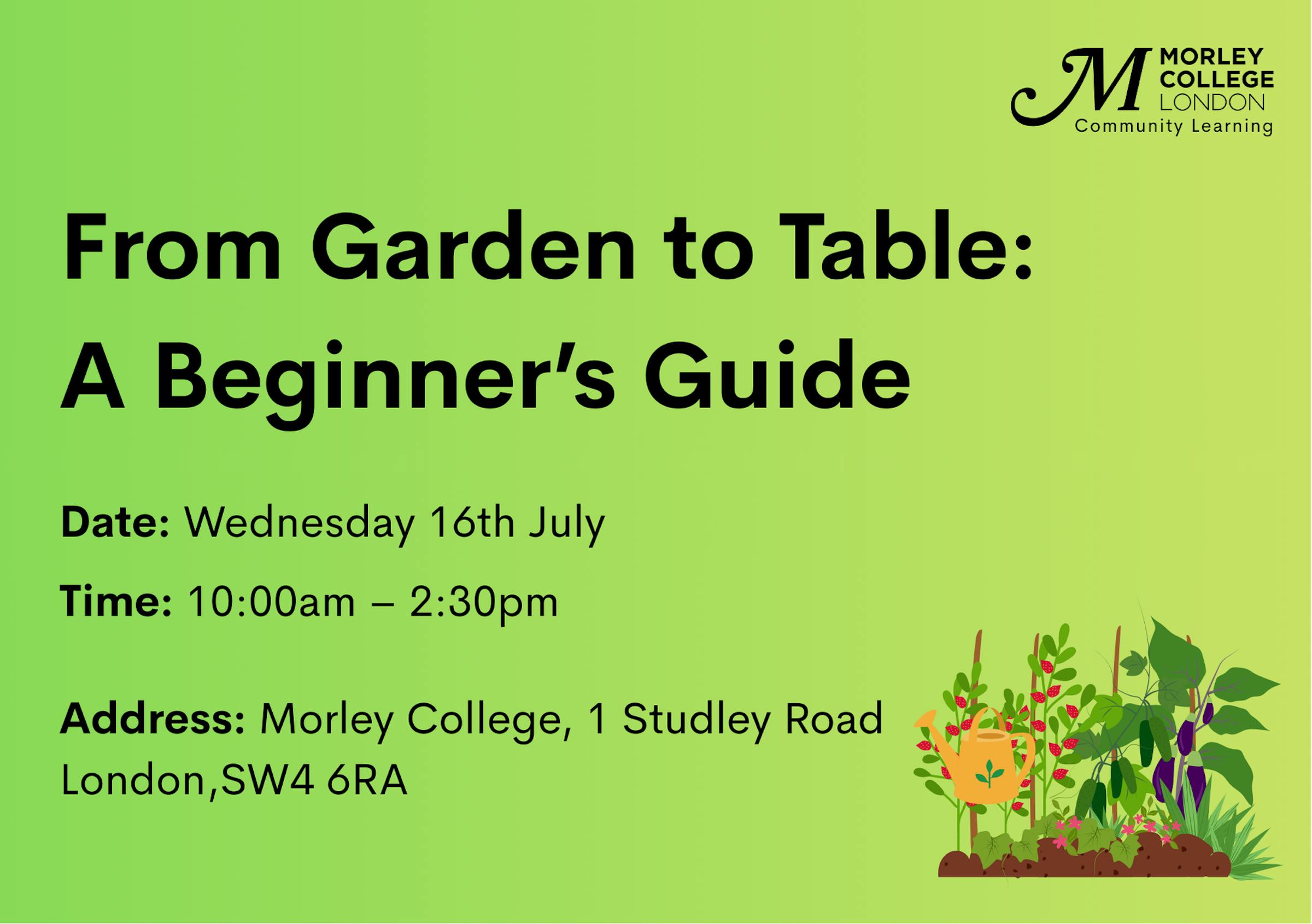 Free Gardening & Cooking Class coming up: 16.07.25