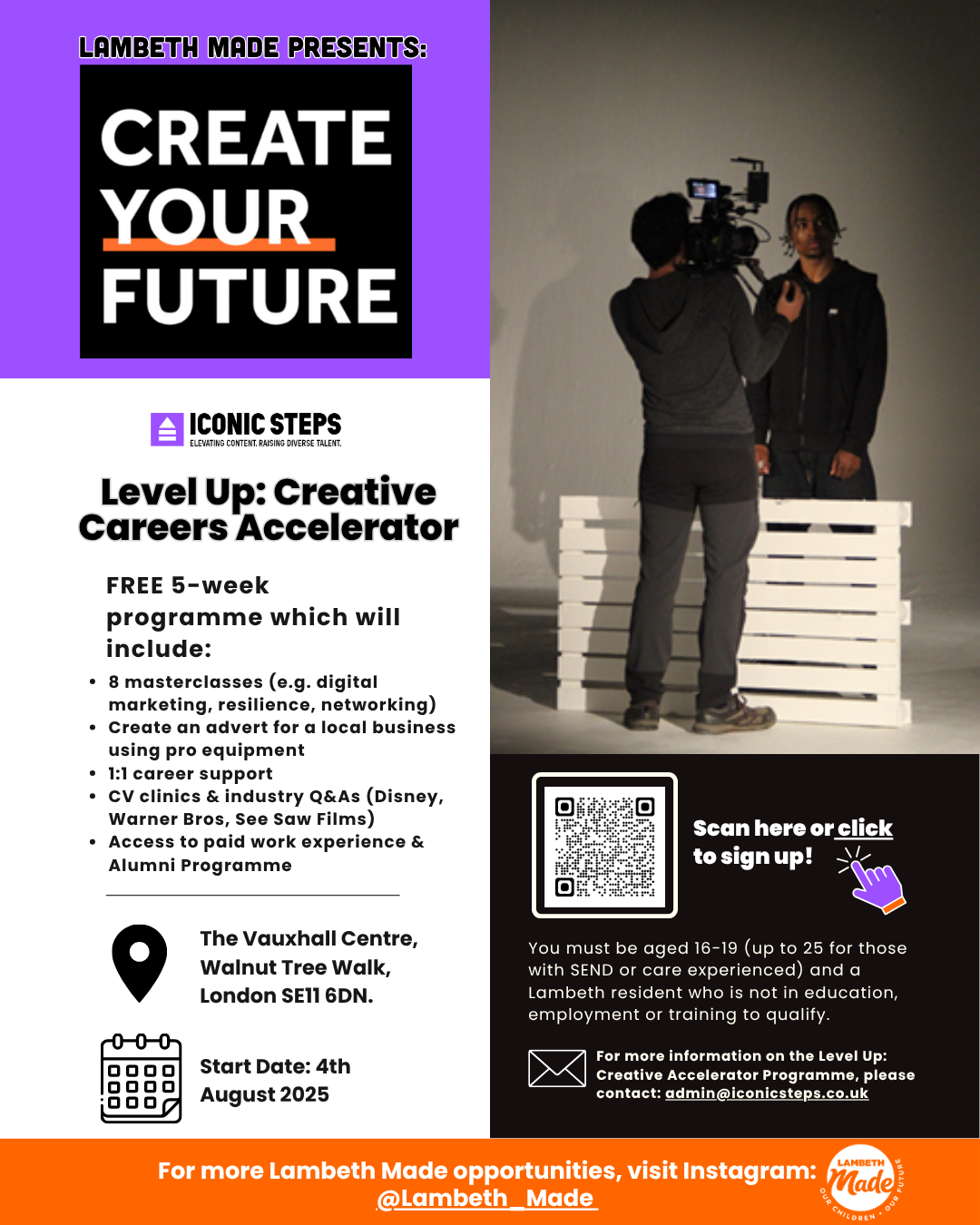 Lambeth Made: Create Your Future – Level Up: Creative Careers Accelerator