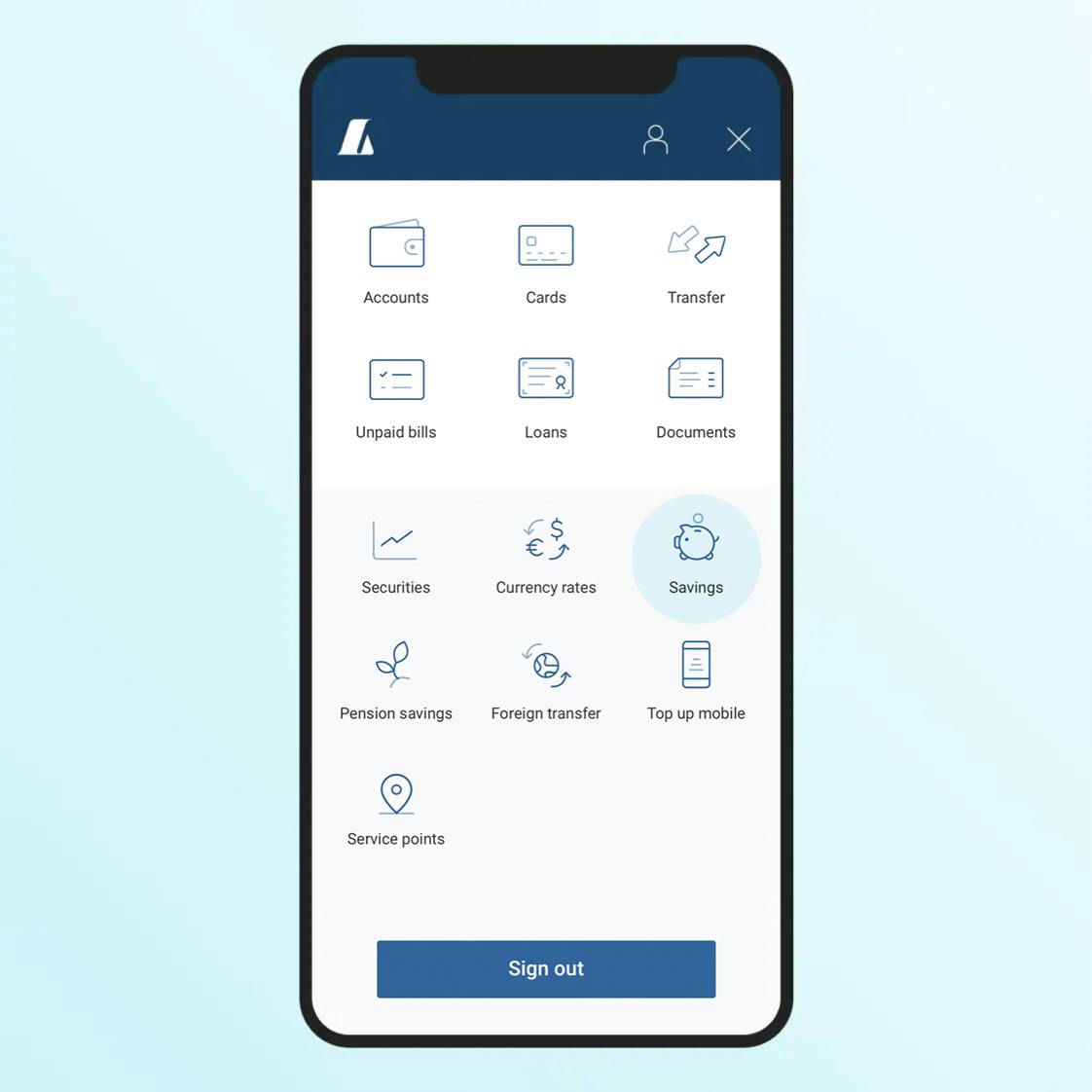 Savings in the app - screenshot