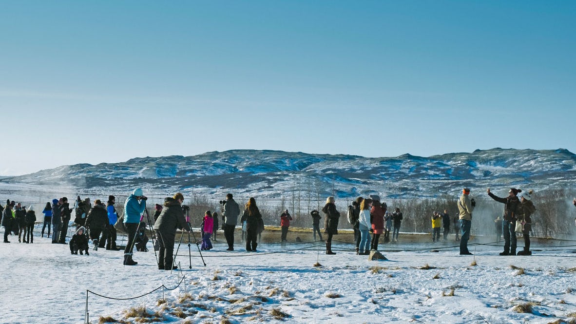 Ferðamenn við Strokk