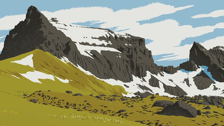 Grafísk mynd af Dyrfjöllum