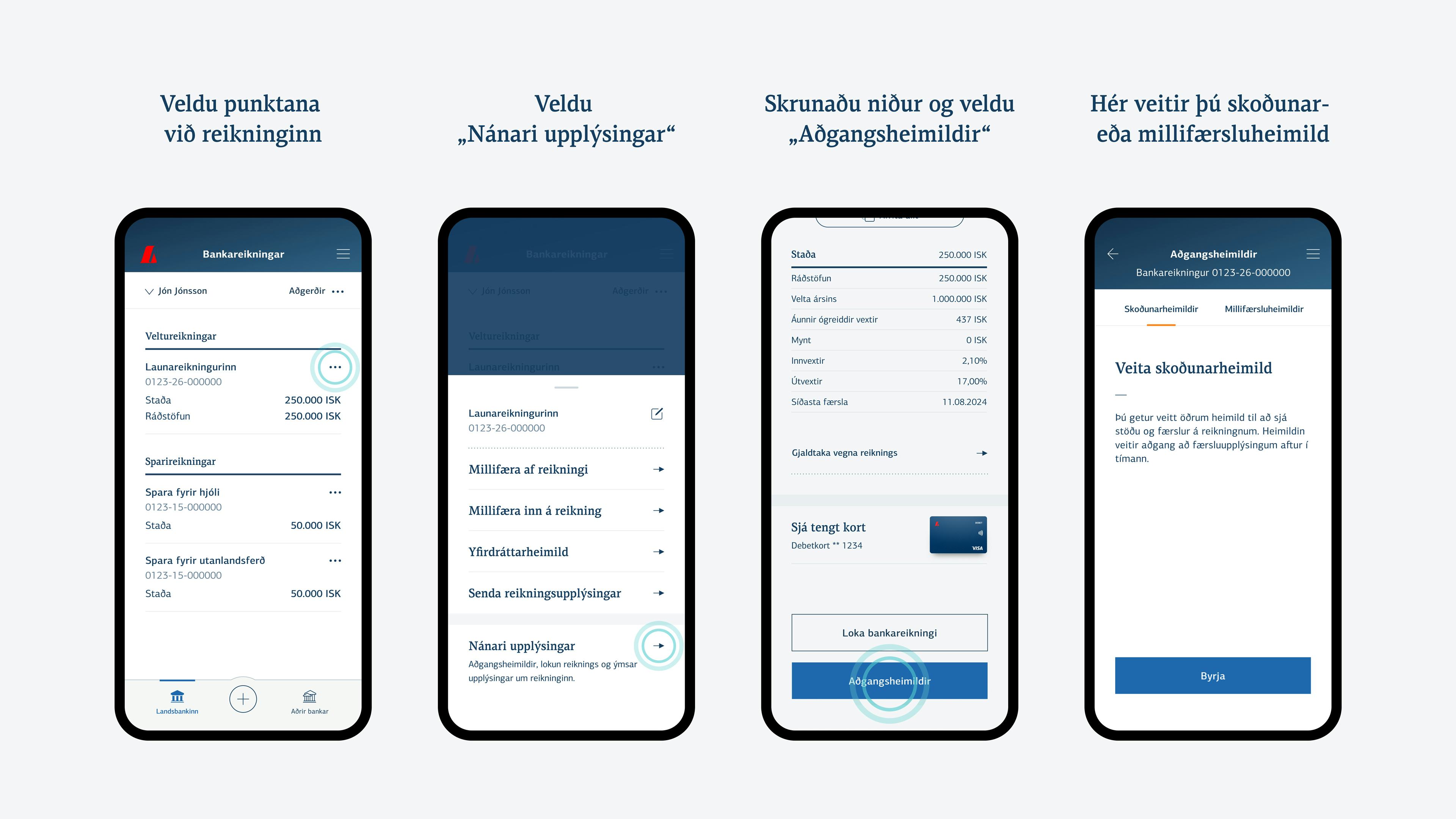 Skjámyndir úr Landsbankaappinu.