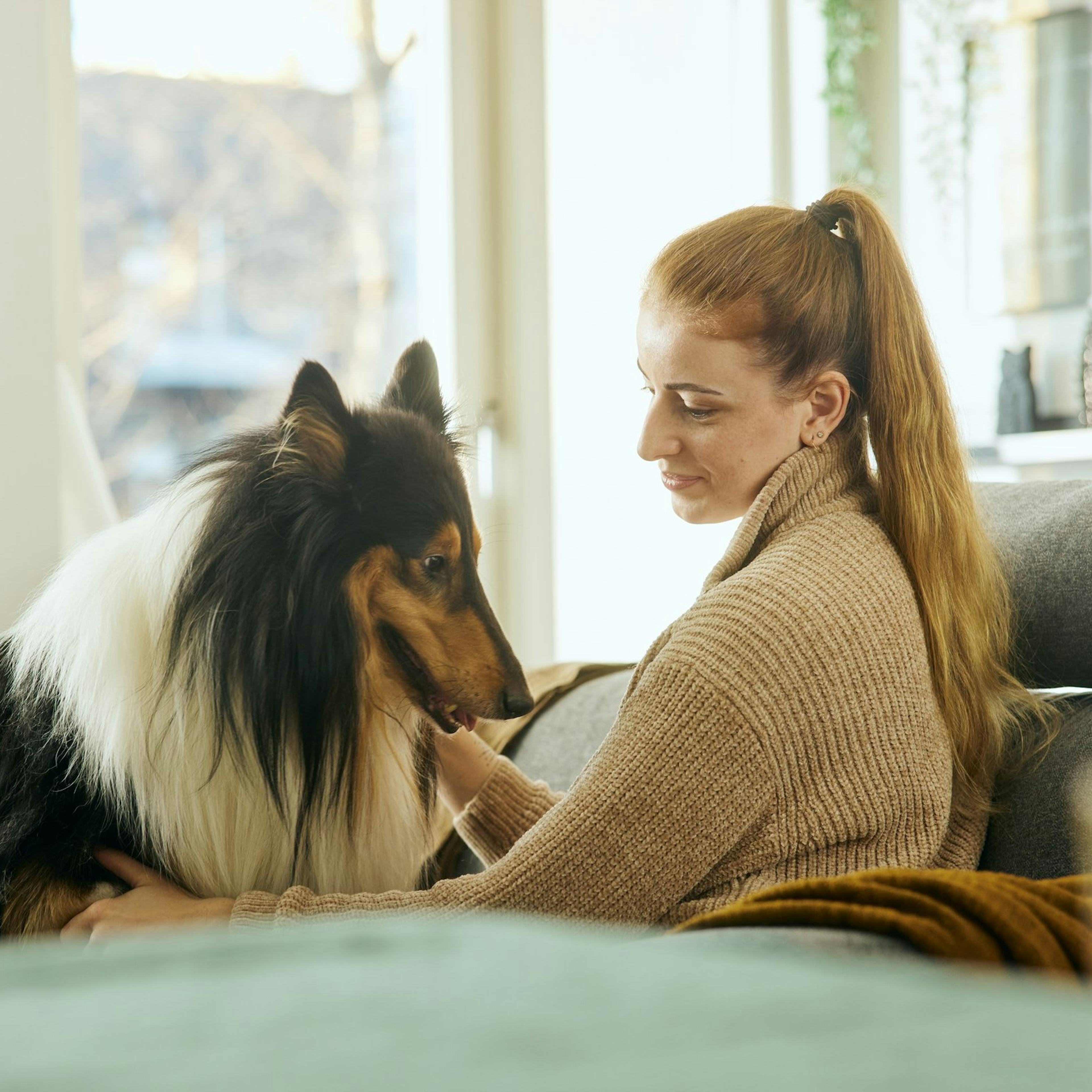 Kona með hund
