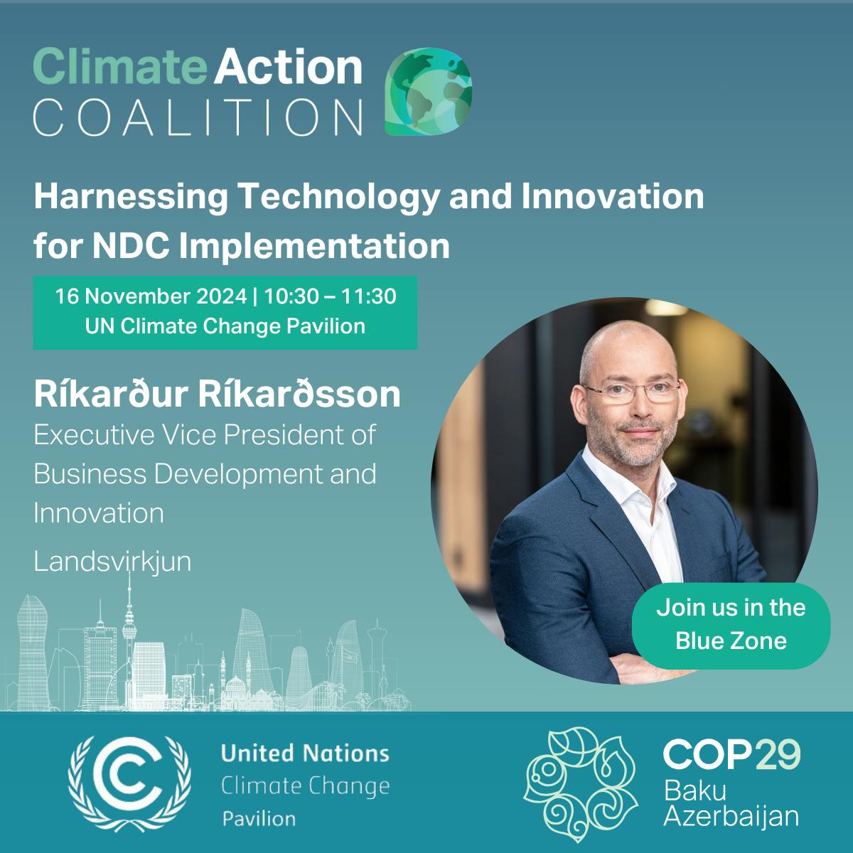 Ríkarður Ríkarðsson tók þátt í pallborðsumræðum á COP29.