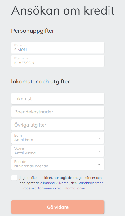 Steg 6 - Låna hos Credifi