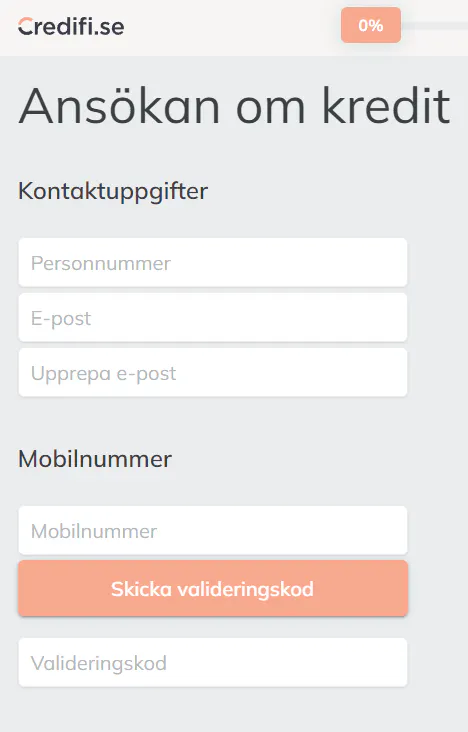 Steg 2 - Låna hos Credifi
