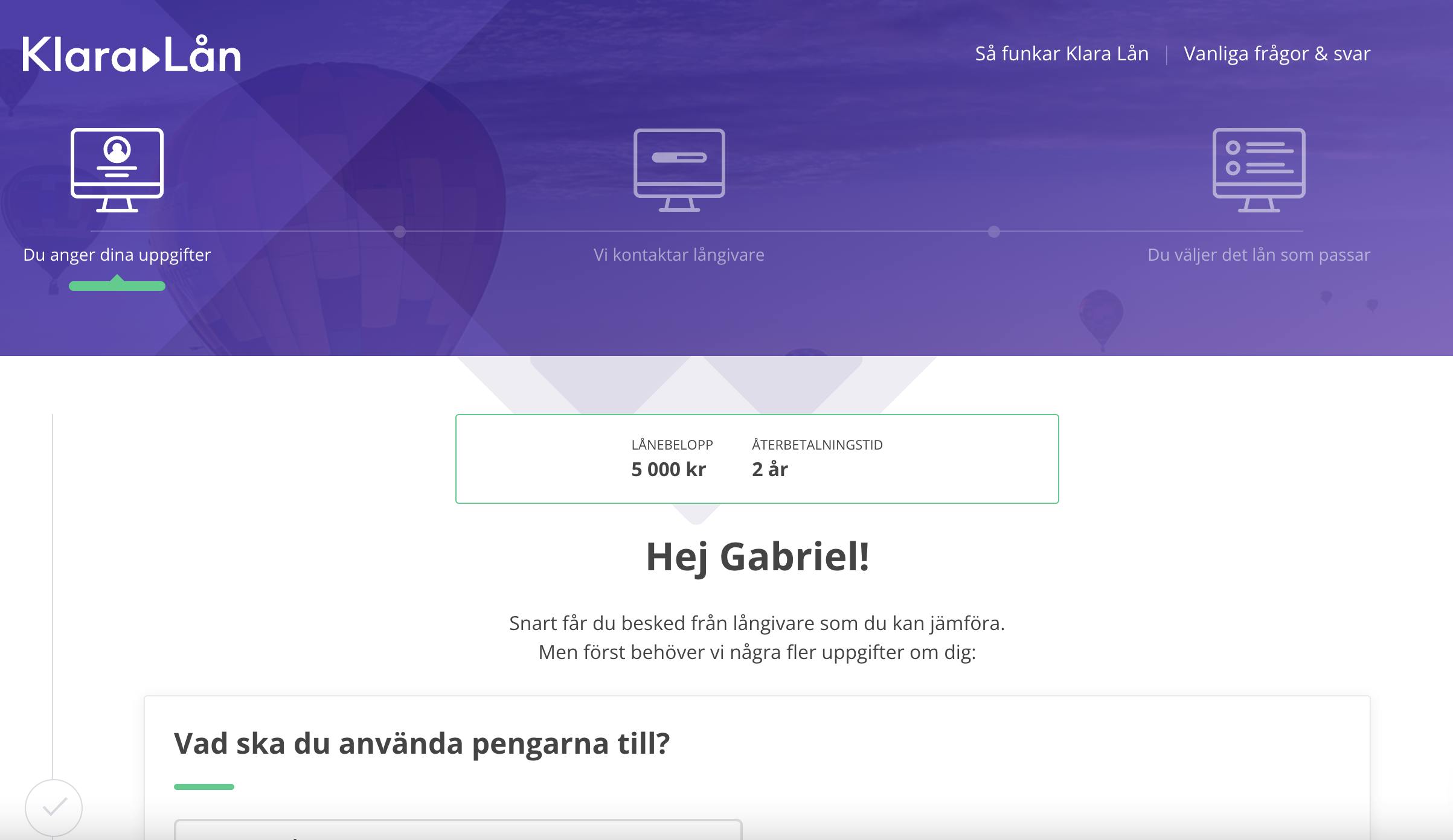 Steg 2 - Låneansökan KlaraLån