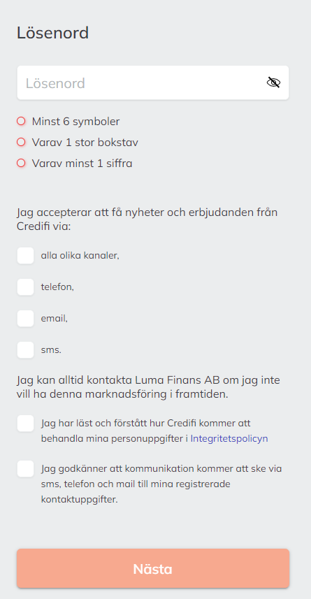 Steg 3 - Låna hos Credifi