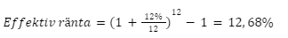 Uträkning effektiv ränta exempel