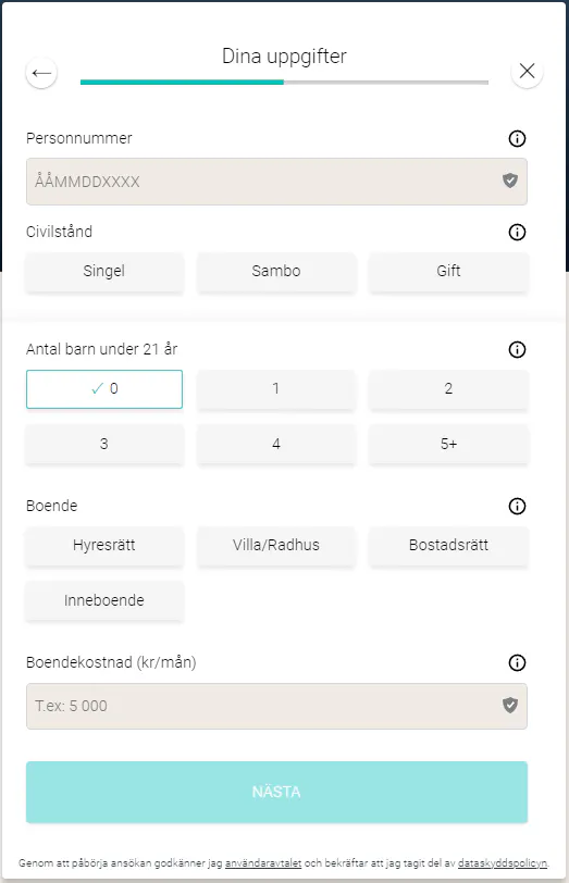 Steg 2 - Låna hos Advisa