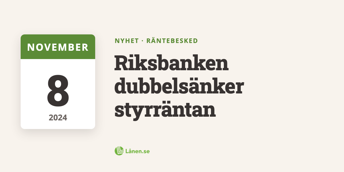 Riksbanken dubbelsänker styrräntan - största sänkningen på 10 år