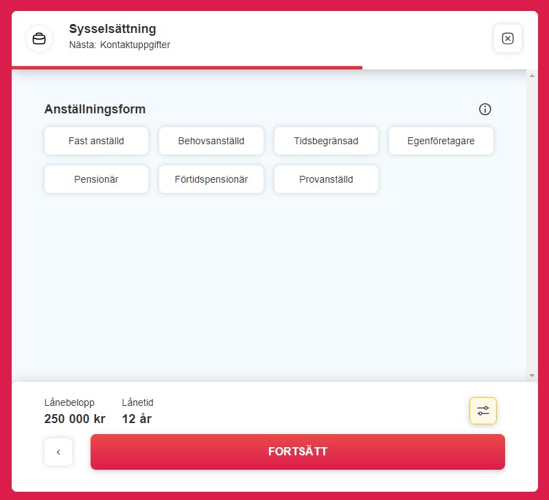 Enkelfinans ansökningsformulär steg 3