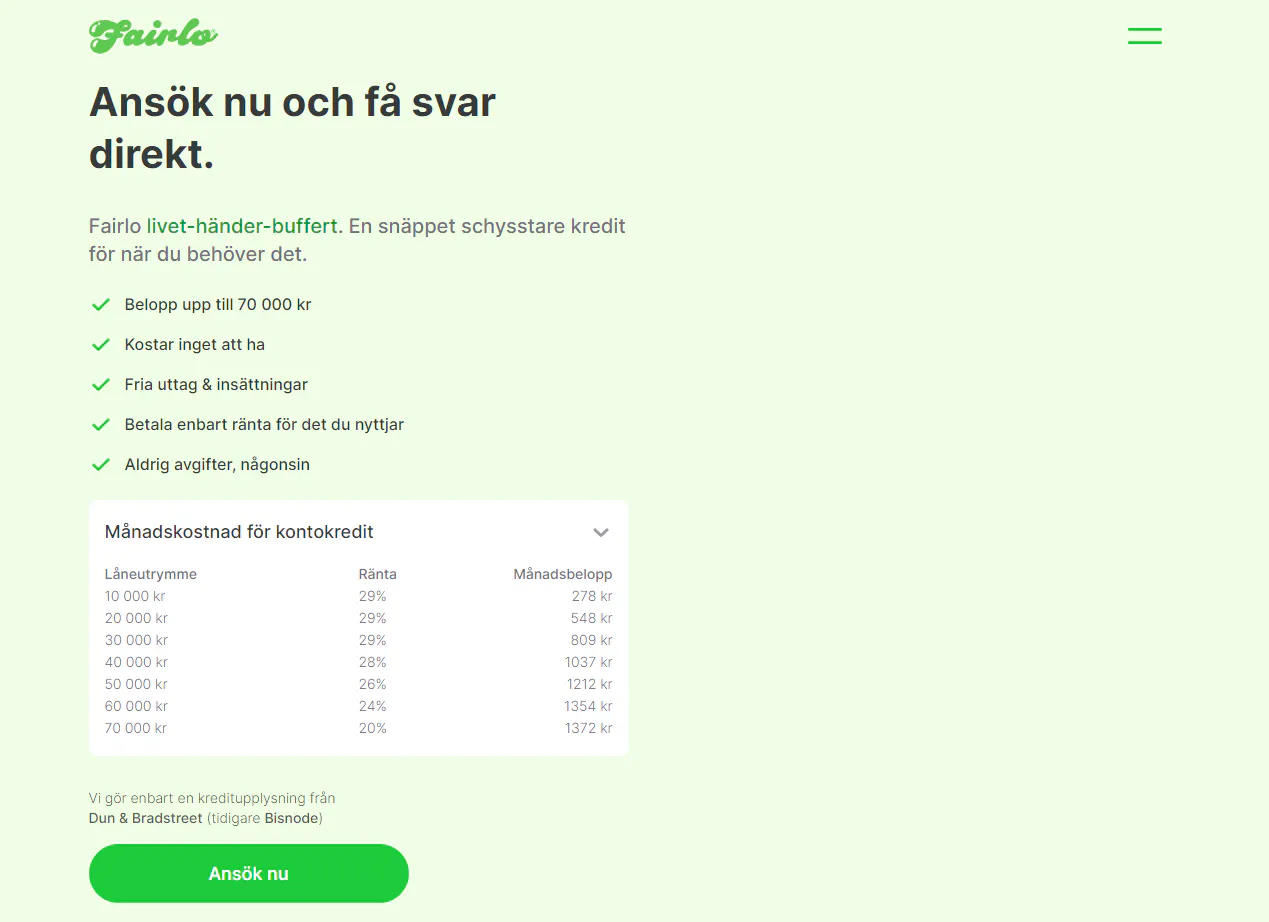 Fairlo ansökan steg 2