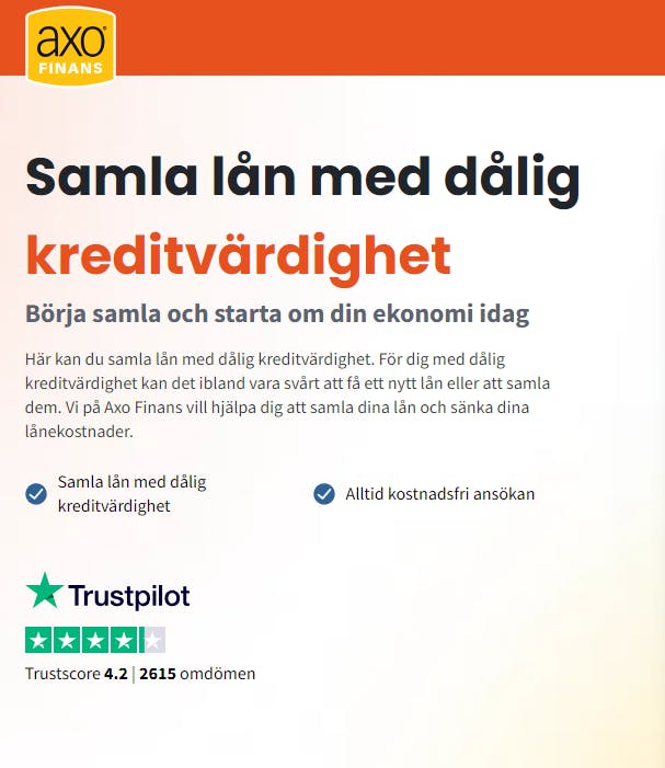 Samla lån med dålig kreditvärdighet hos Axo Finans