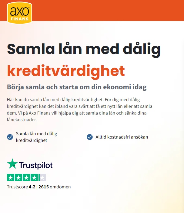 Samla lån med dålig kreditvärdighet hos Axo Finans