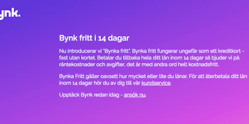Bynk lanserar ränte- och kostnadsfritt lån