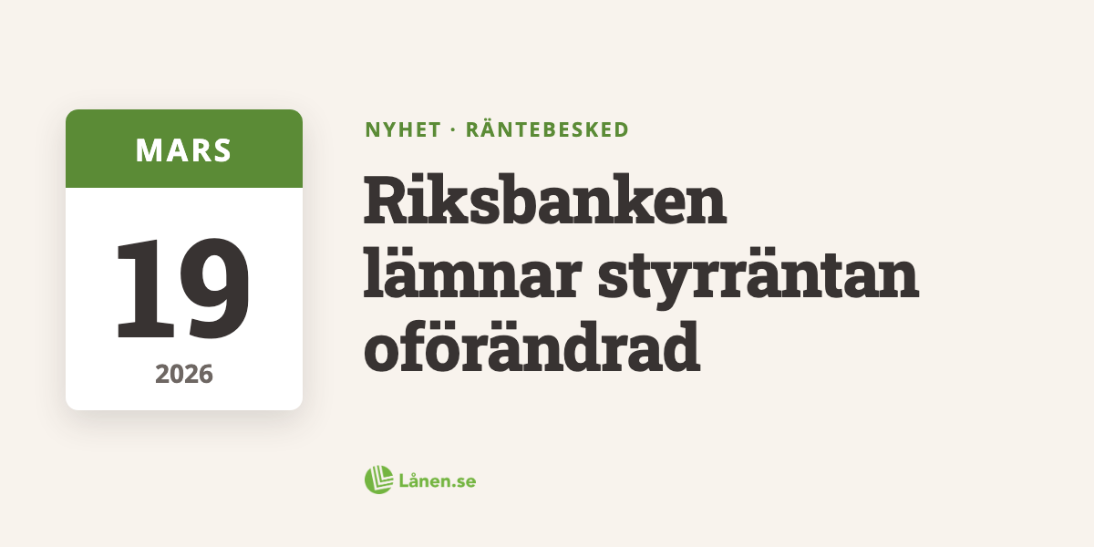 Riksbanken lämnar styrräntan oförändrad
