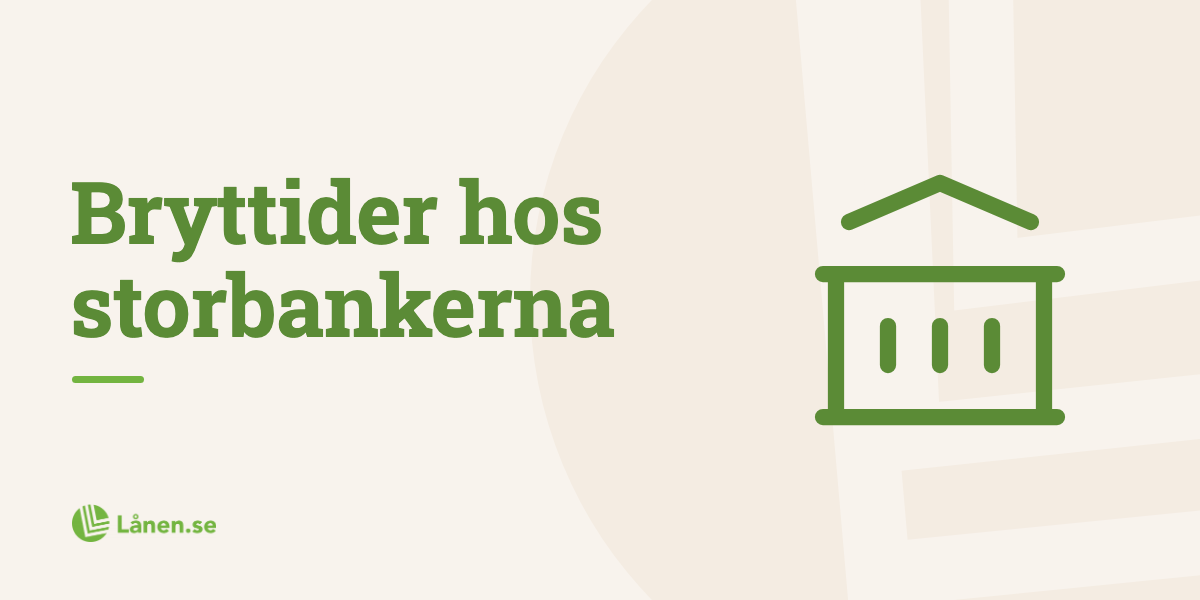 Bryttider och banköverföringar hos våra storbanker