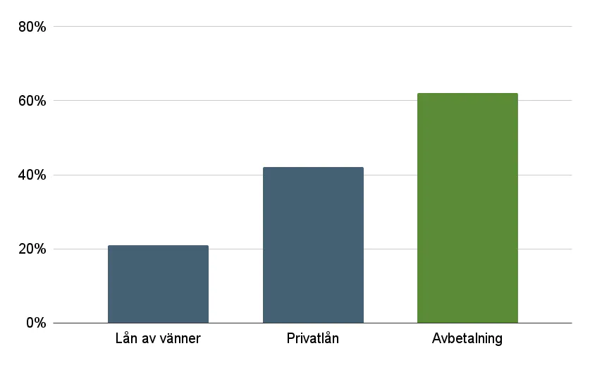 Vanligaste typerna av lån hos de som deltog