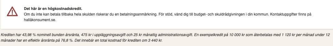 Marknadsföring av högkostnadskredit