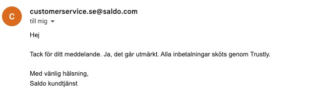 Saldo fråga 1