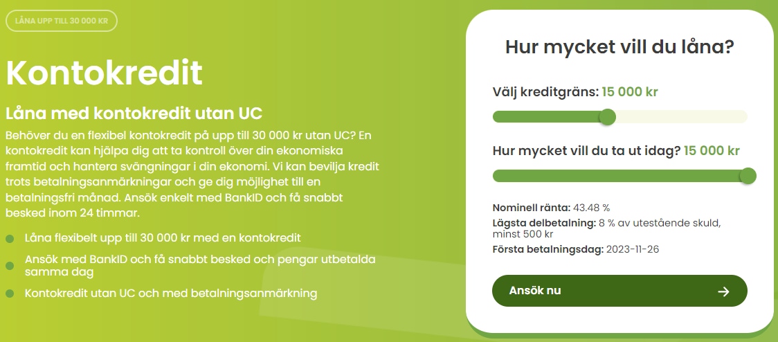 Kontokredit utan uc via Flexkontot
