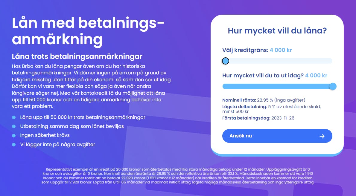 Låna 4000 kr med betalningsanmärkning
