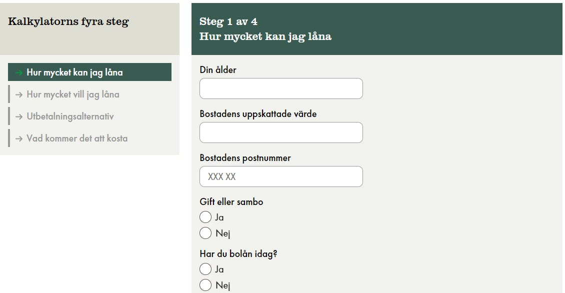 Hypotekspension lånekalkylator