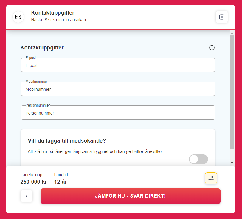 Enkelfinans ansökningsformulär steg 4