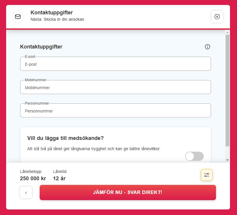 Enkelfinans ansökningsformulär steg 4