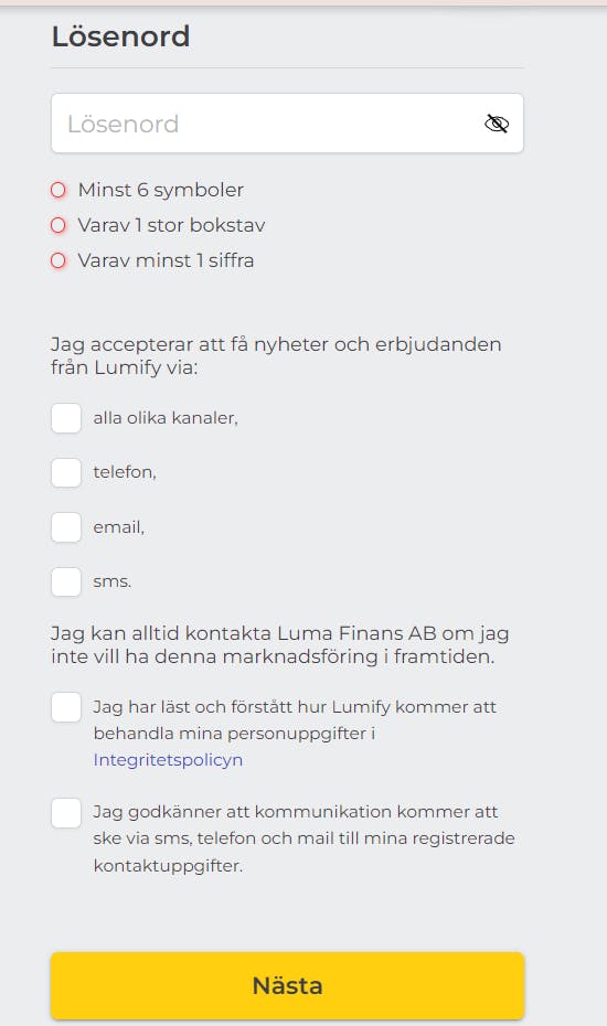 Steg 2 - Låna hos Lumify