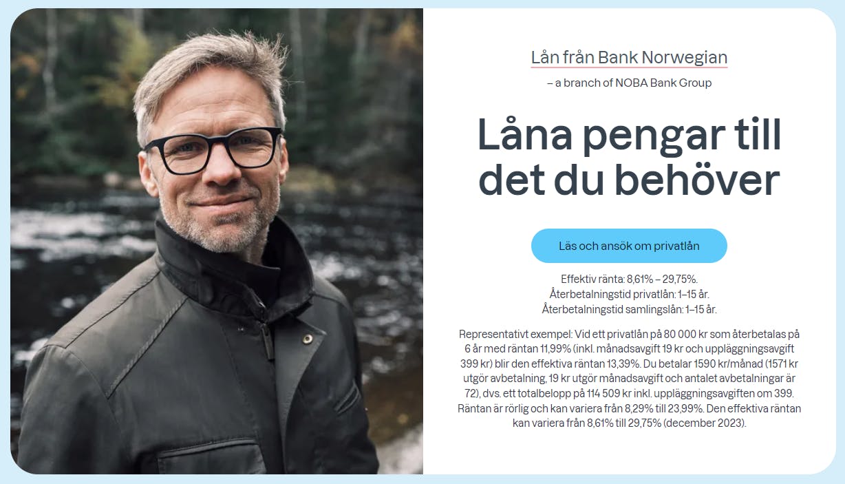 Bank Norwegians hemsida