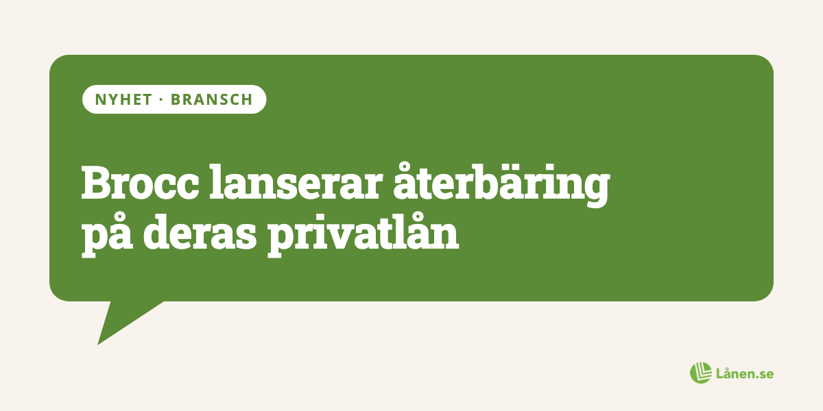 Brocc lanserar återbäring på deras privatlån