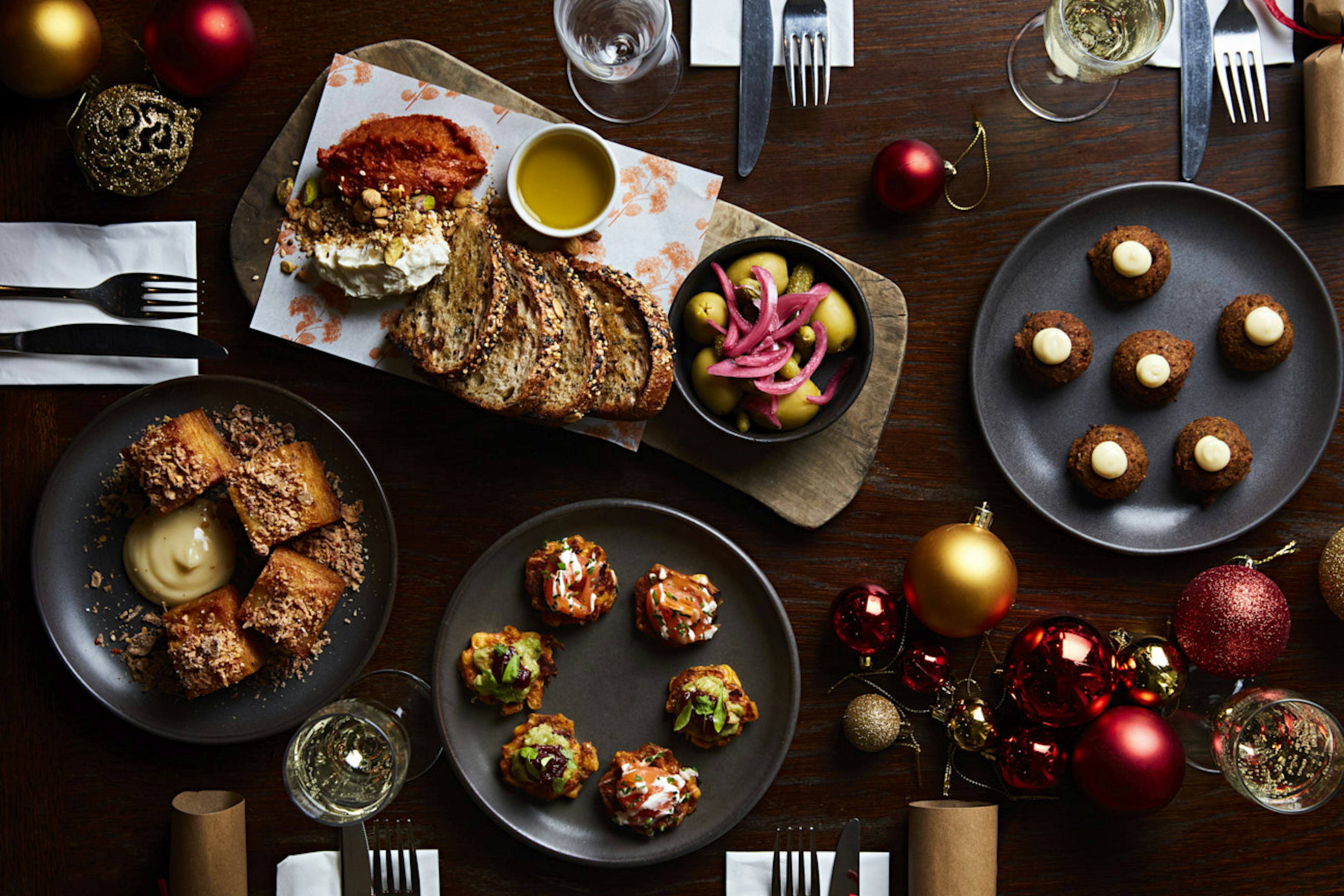 Christmas canape and fizz table