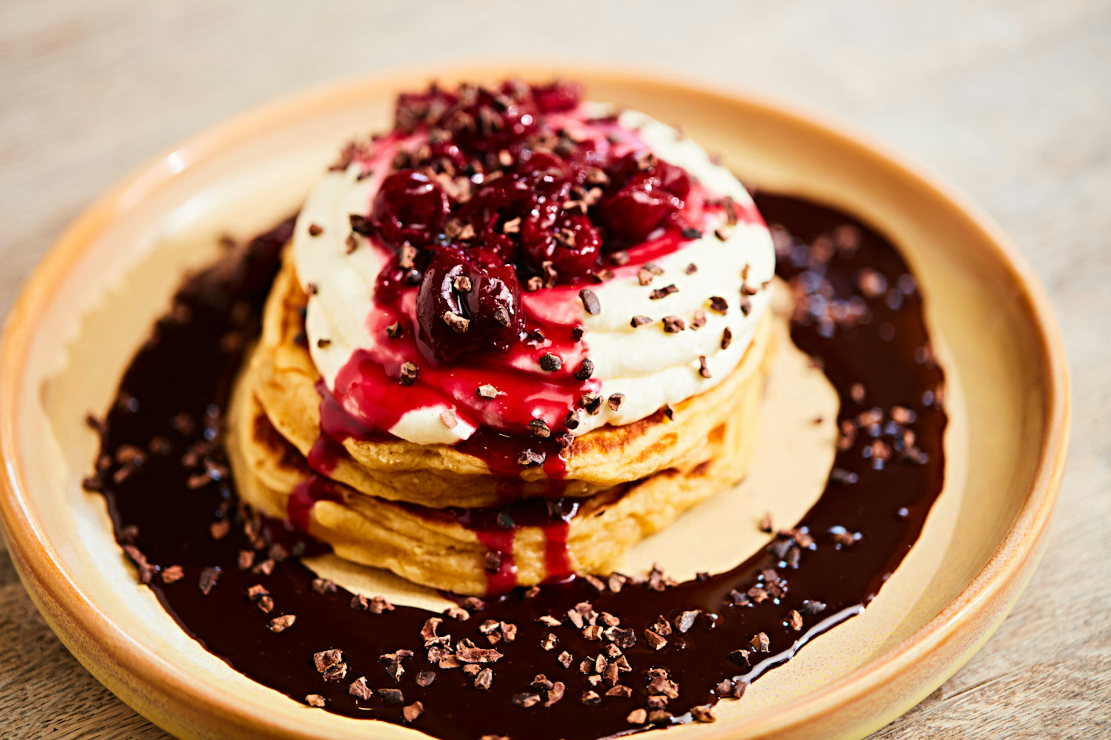 Cherry & Chocolate pancakes at Lantana