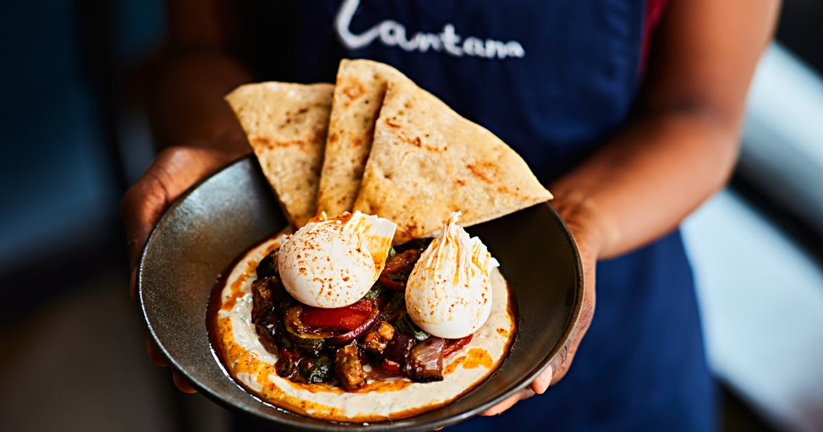 Lantana bottomless brunch with Turkish Eggs