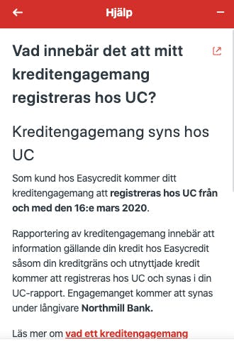 Vad rapportering till UC betyder hos Easycredit