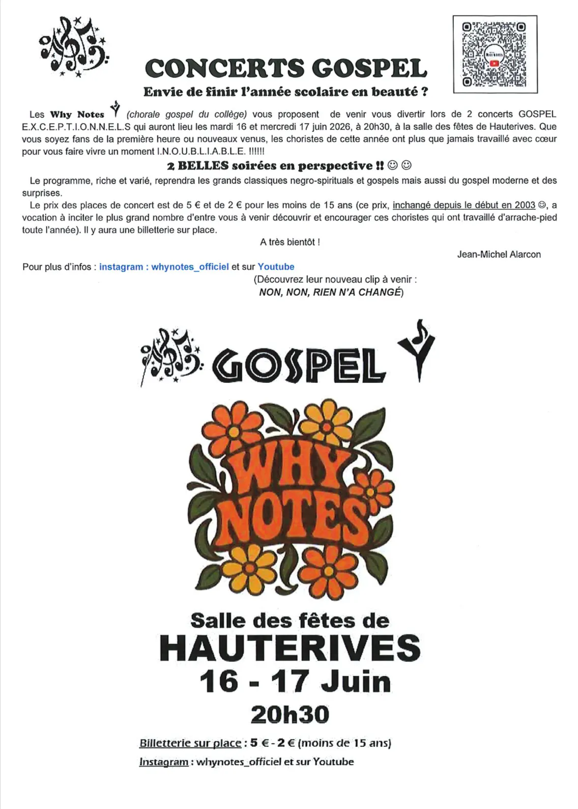 Concert Gospel des Why Notes - mardi 16 juin 2026