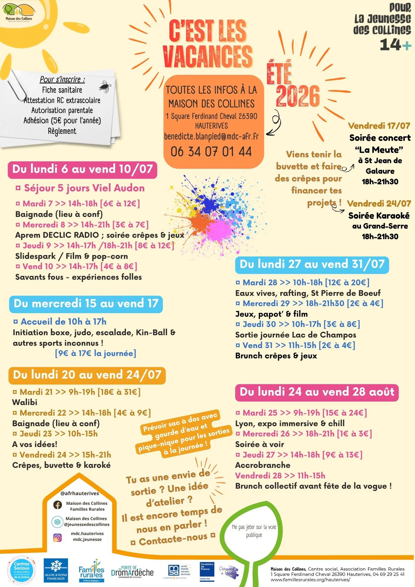 Vacances d'été 2026 Maison des collines