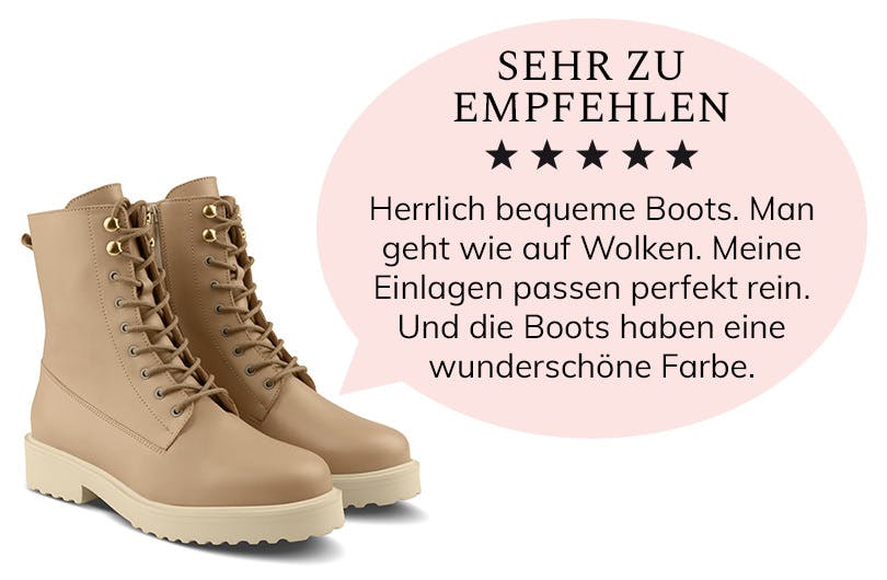 Eine Kundin schwärmt von unserem Fancy Combat Boot: "Herrlich bequeme Boots"