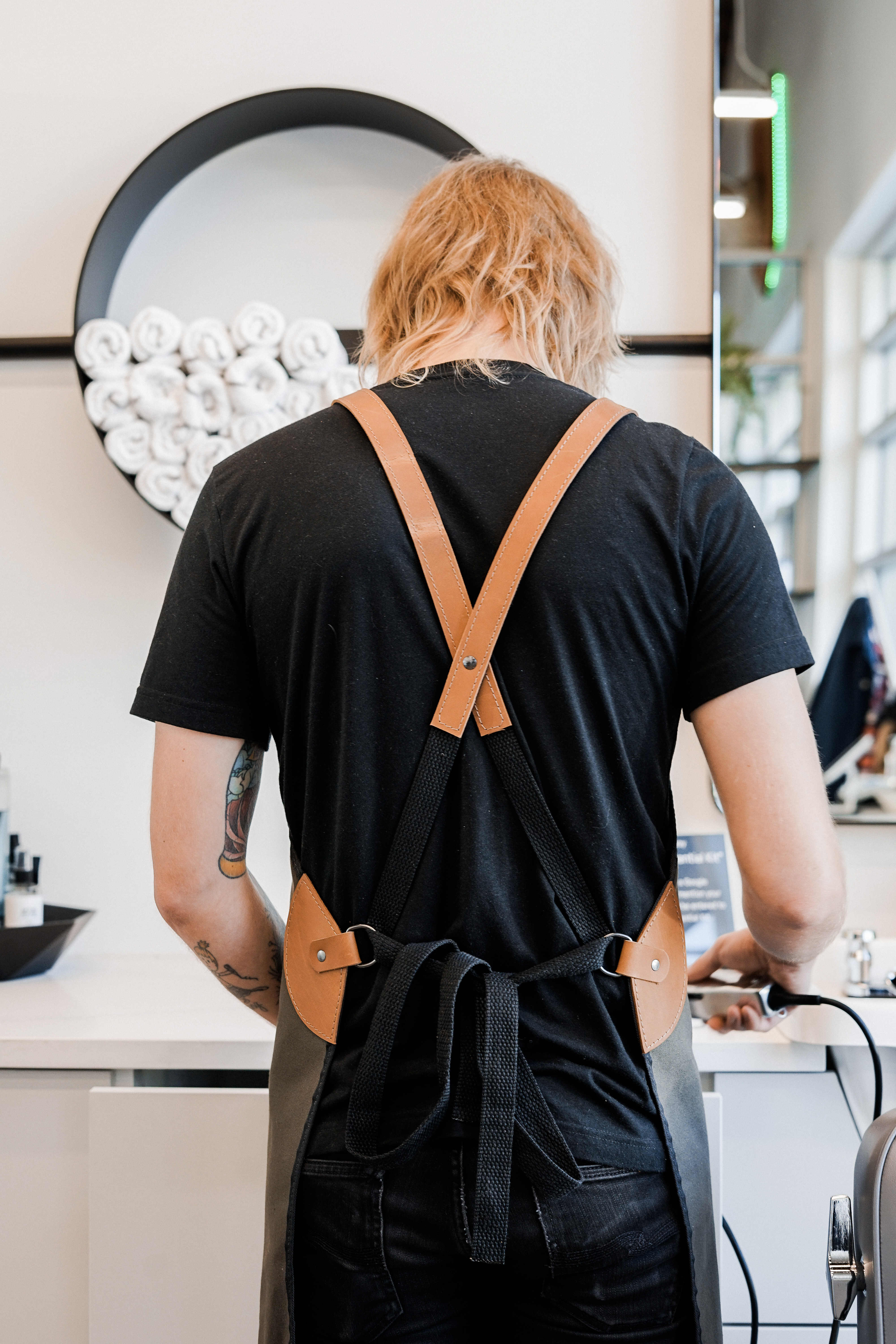 Charcoal Canvas Barber Apron Back