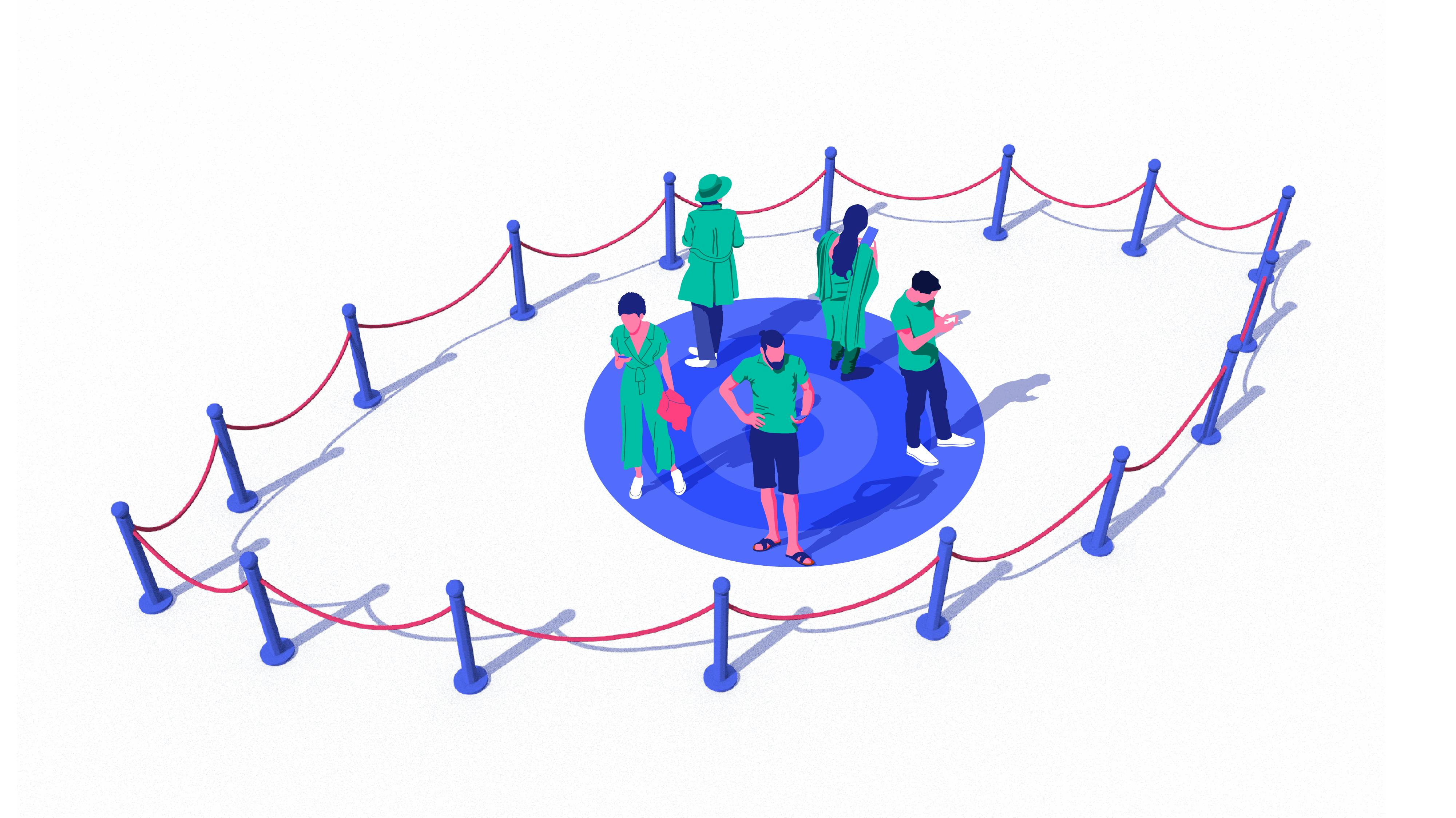 Illustration: people using media within a