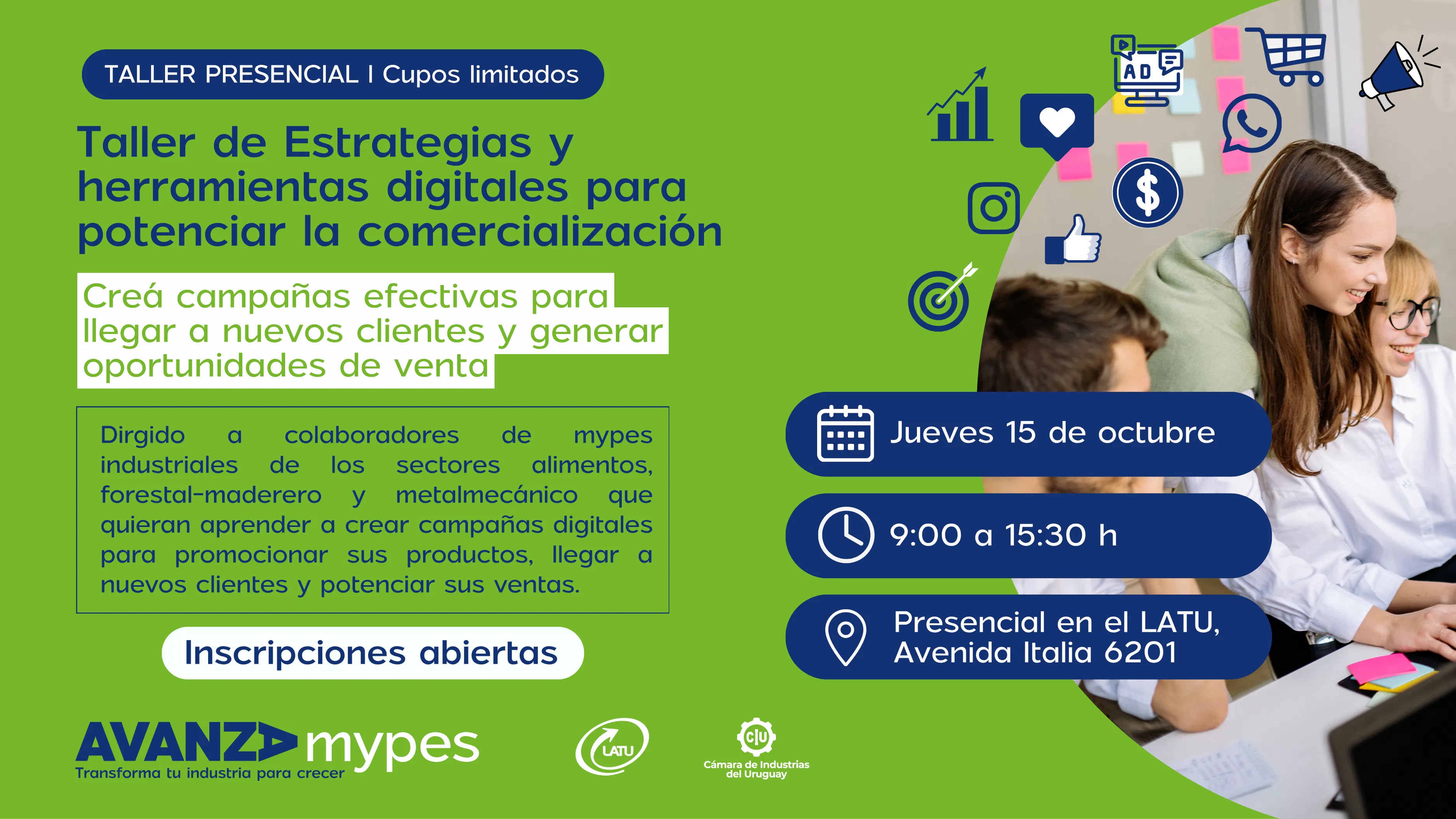 Taller presencial de estrategias y herramientas digitales para potenciar la comercialización