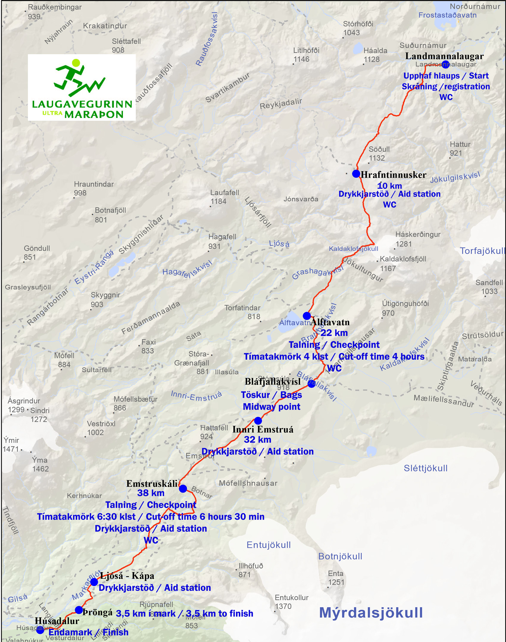 Laugavegur hiking shop trail map