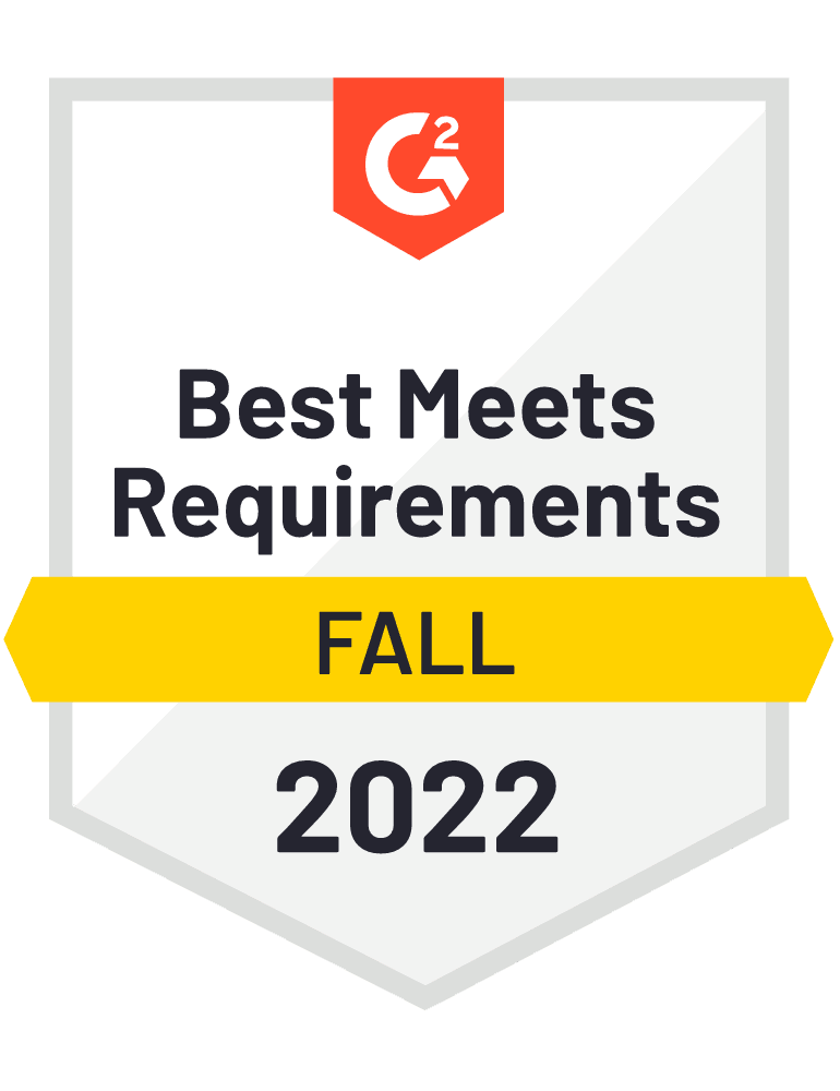 G2 badge Best Meets Requirements 2022